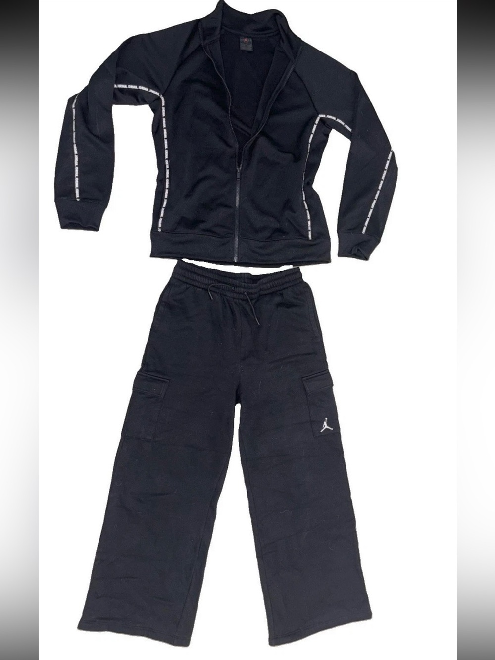 Nike Air Jordan 2 Pc Set Baggy Cargo Sweat Pants Full Zip Track Jacket SZ.S